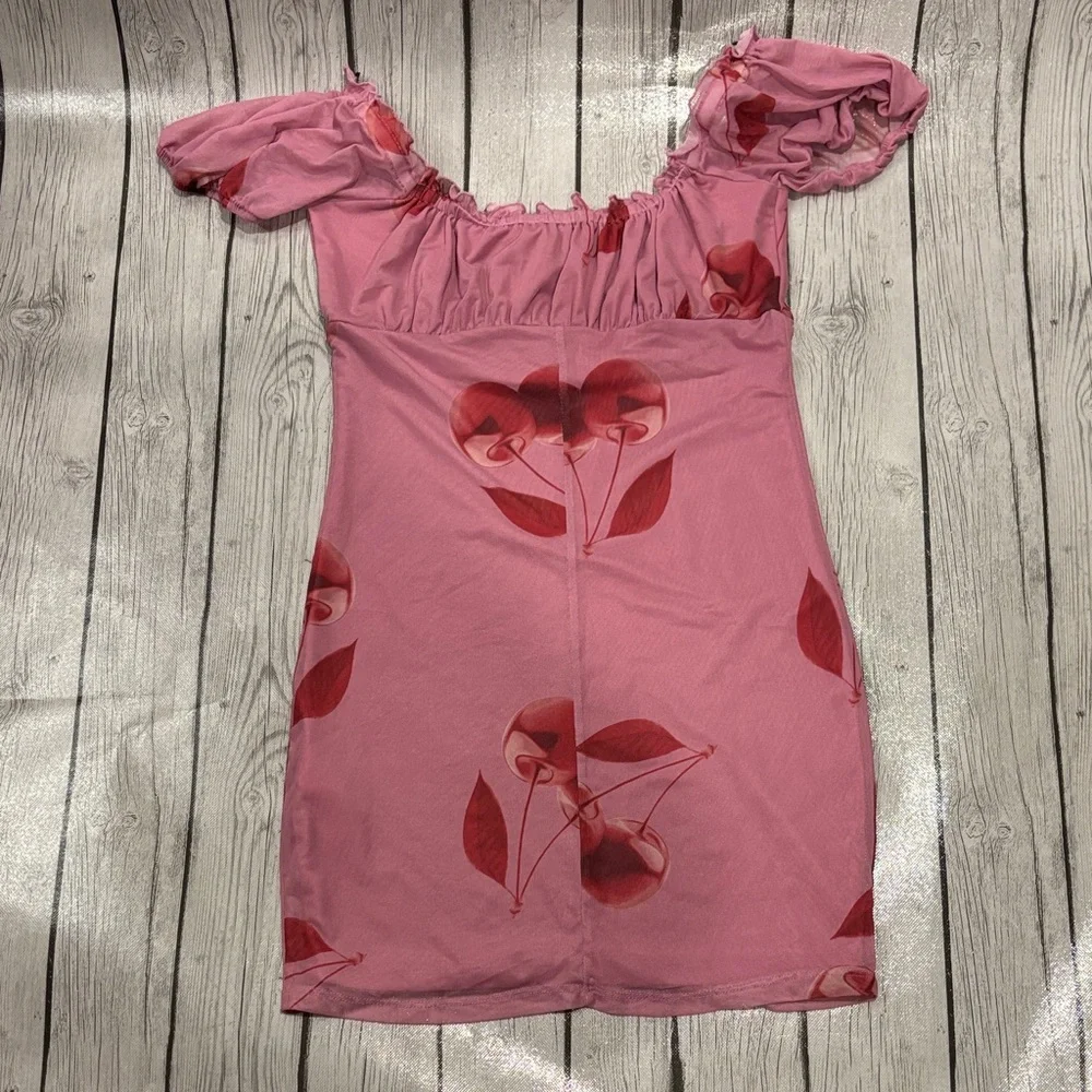 Forever 21 women’s size medium coquette cutie Pink Cherry Print Mini Dress - Picture 6 of 6